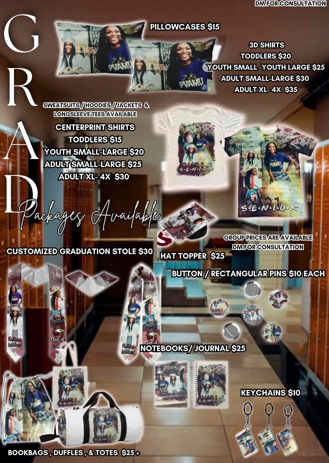 GRADUATION/PROM SHIRTS (Centerprint ) SINGLE ORDERS